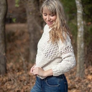 Comfy Knit Chenille Crop Sweater in Ivory